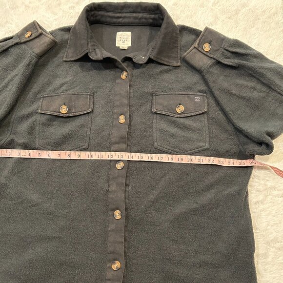 Billabong - Charcoal Gray Fleece w/Distressed Trim Pockets Trucker Shirt Jacket - Picture 6 of 10
